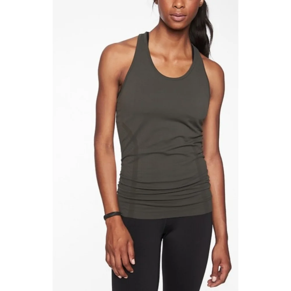 Athleta Speedlight Seamless Tank Dark Green Athleisure Athleticwear Size Small - Picture 1 of 9